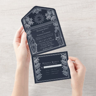The Lovers Silver Tarot Kaart Wedding Invite