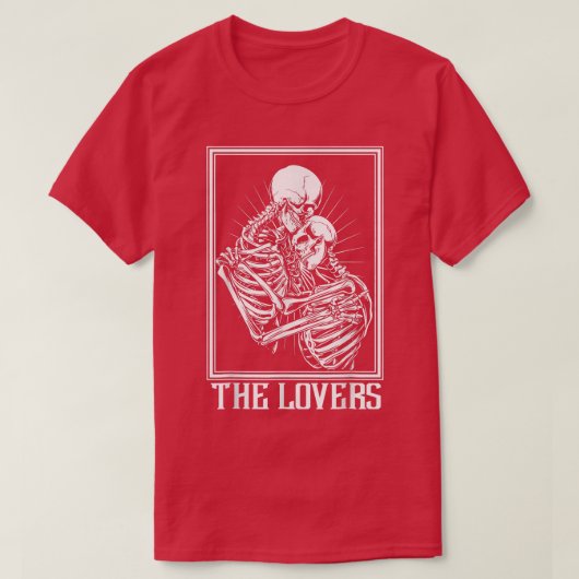 The Lovers Skeleton Tarot Card Gothic Witch Occult T-shirt (Design voorkant)