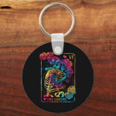 The Lovers Tarot Card Gothic Occult Kissing Skelet Sleutelhanger (Voorkant)