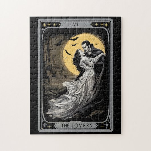 The Lovers Tarot Card – Gothic Vampire Dracula and Legpuzzel (Verticaal)