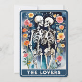 The Lovers Tarot Floral Gothic Wedding QR-code Save The Date (Voorkant)