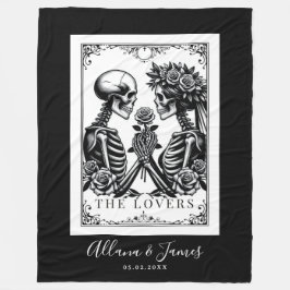 The Lovers Tarot Kaart Skeletten Bruiloft Fleece Deken