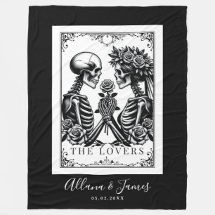 The Lovers Tarot Kaart Skeletten Bruiloft Fleece Deken