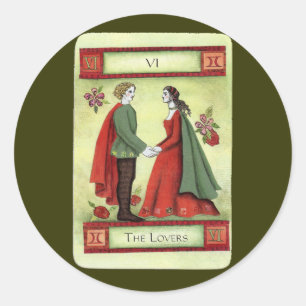 "The Lovers" tarotkaart Ronde Sticker