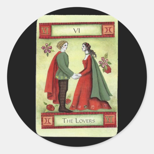 "The Lovers" tarotkaart Ronde Sticker (Voorkant)