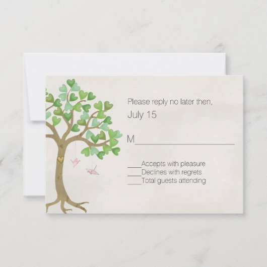 The Loving Tree Wedding RSVP-Kaart RSVP Kaartje (Voorkant)