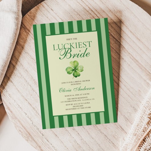 The Luckiest Bride Bridal Shower Invitation Kaart