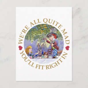 The Mad Hatter's Tea Party - "We zijn allemaal beh Uitnodiging Briefkaart