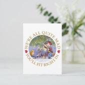 The Mad Hatter's Tea Party - "We zijn allemaal beh Uitnodiging Briefkaart (Staand voorkant)