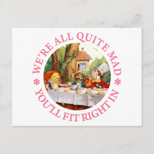 The Mad Hatter's Tea Party - "We zijn allemaal beh Uitnodiging Briefkaart