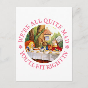The Mad Hatter's Tea Party - "We zijn allemaal beh Uitnodiging Briefkaart