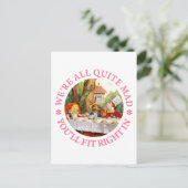 The Mad Hatter's Tea Party - "We zijn allemaal beh Uitnodiging Briefkaart (Staand voorkant)
