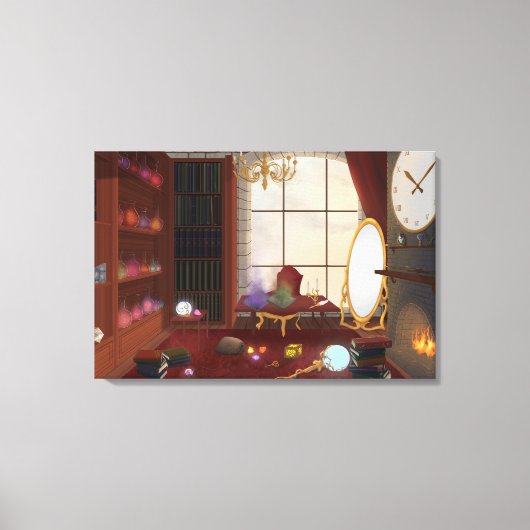 The Mage's Sanctuary - Enchanted Library Canvas Afdruk (Voorkant)