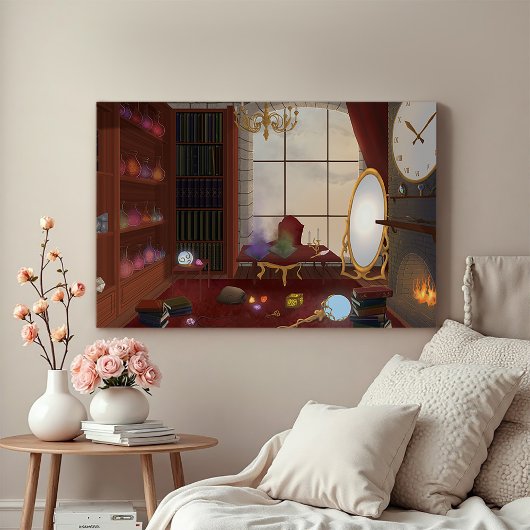 The Mage's Sanctuary - Enchanted Library Canvas Afdruk