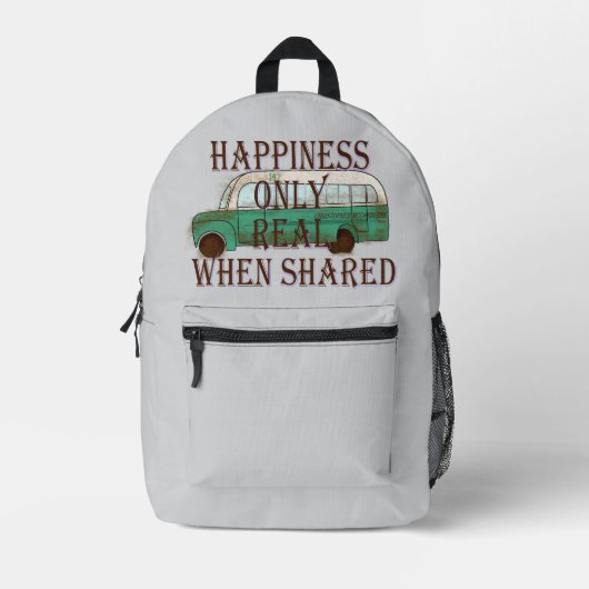 The Magic Bus: Happiness Only Real When Shared -  Bedrukte Rugzak (Voorkant)