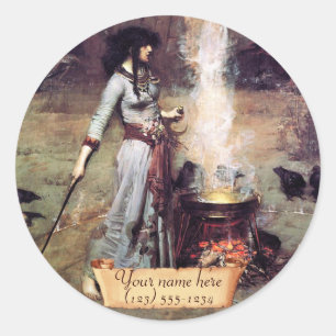 "The Magic Circle" Pre-Raphaelite boekplaat Ronde Sticker