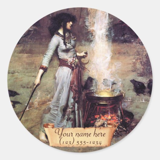 "The Magic Circle" Pre-Raphaelite boekplaat Ronde Sticker (Voorkant)