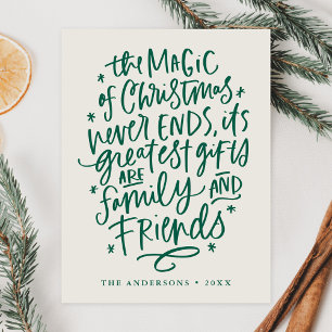 The Magic of Kerstbeige and Green Non-Photo Feestdagenkaart