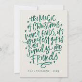 The Magic of Kerstbeige & Green Non-Photo Feestdagenkaart (Voorkant)