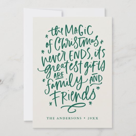 The Magic of Kerstbeige & Green Non-Photo Feestdagenkaart (Voorkant)