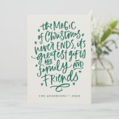 The Magic of Kerstbeige & Green Non-Photo Feestdagenkaart (Staand voorkant)