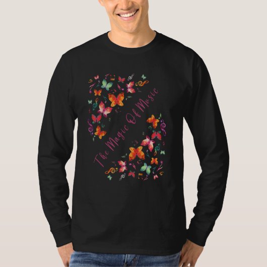 The Magic Of Music Butterflies Music Notes Graphic T-shirt (Voorkant)