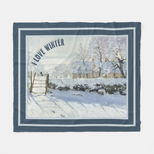 The Magpie van Claude Monet Fleece Deken (Voorkant (Horizontaal))