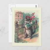 "The Mailman" Vintage Cat Postcard Briefkaart (Voorkant / Achterkant)