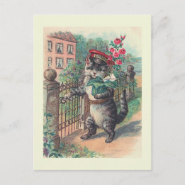 "The Mailman" Vintage Cat Postcard Briefkaart