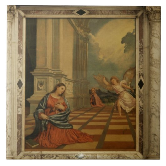 The Malchiostro Annunciation, c.1520 (olie op het  Tegeltje (Voorkant)