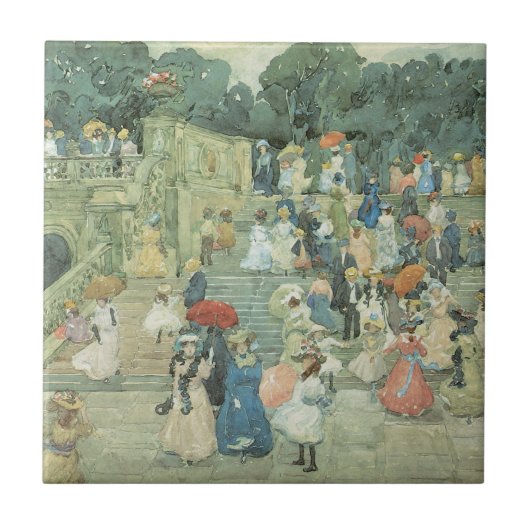 The Mall, Central Park van Maurice Prendergast Tegeltje (Voorkant)