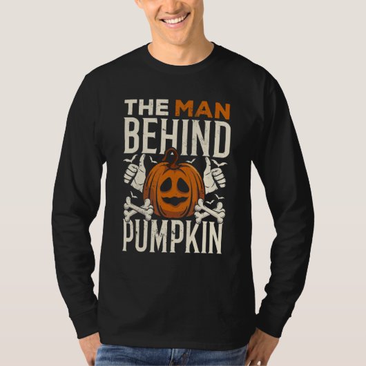 The Man Behind The Pumpkin Dad Halloween Pregnancy T-shirt (Voorkant)