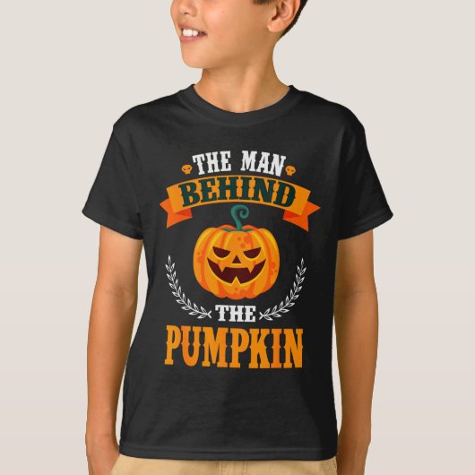 The Man Behind The Pumpkin Funny Dad To Be Hallowe T-shirt (Voorkant)