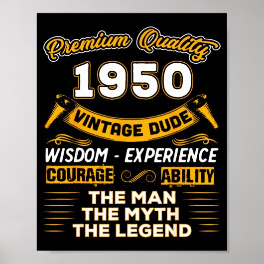 The Man Myth Legend 1950 75th Birthday Gift 75 Yea Poster (Voorkant)