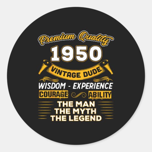 The Man Myth Legend 1950 75th Birthday Gift 75 Yea Ronde Sticker (Voorkant)