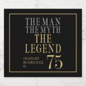 The Man The Myth The Legend 75th Birthday Sparkling Wijnetiket (Enkel label)