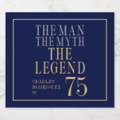 The Man The Myth The Legend 75th Birthday Sparkling Wijnetiket (Enkel label)
