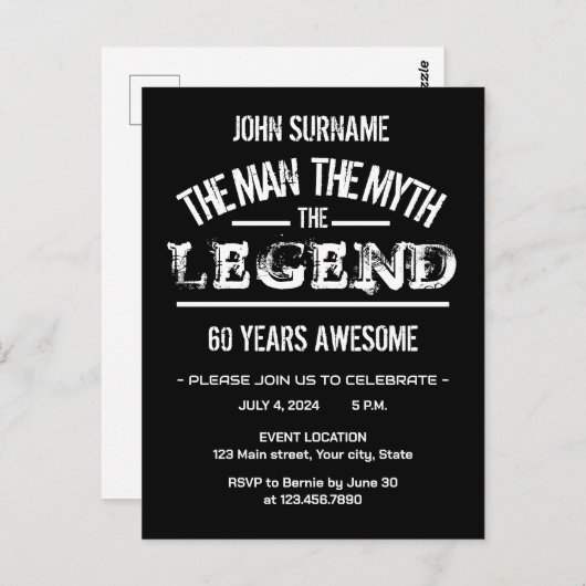 The Man The Myth The Legend Awesome Birthday Briefkaart (Voorkant / Achterkant)