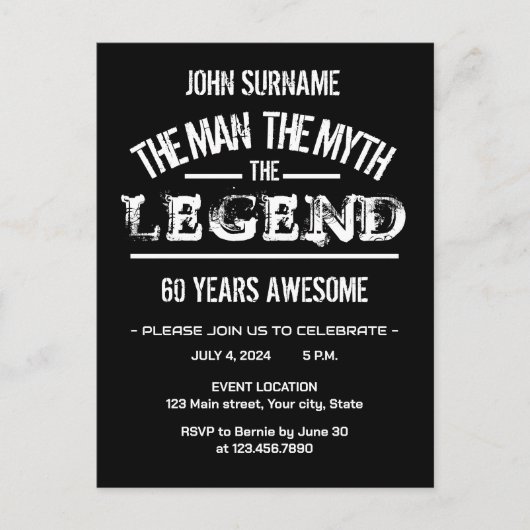 The Man The Myth The Legend Awesome Birthday Briefkaart (Voorkant)