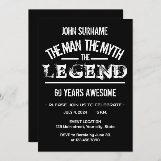 The Man The Myth The Legend Awesome Birthday Kaart (Voorkant / Achterkant)