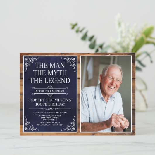 The Man The Myth The Legend Surprise 100 Birthday Kaart (Staand voorkant)