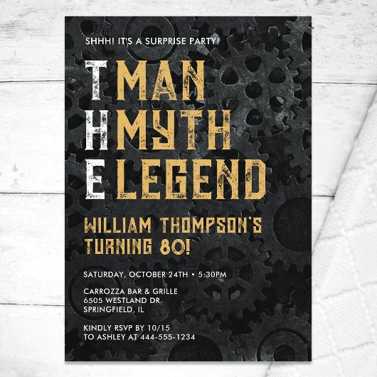 The Man The Myth The Legend Surprise 80th Birthday Kaart