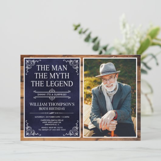 The Man The Myth The Legend Surprise 80th Birthday Kaart (Staand voorkant)