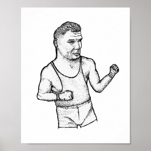The Manassa Mauler: Hand-Drawn Jack Dempsey Print (Voorkant)