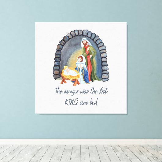 The Manger is het eerste kingsize bed Canvas Afdruk (Insitu (Houten vloer))