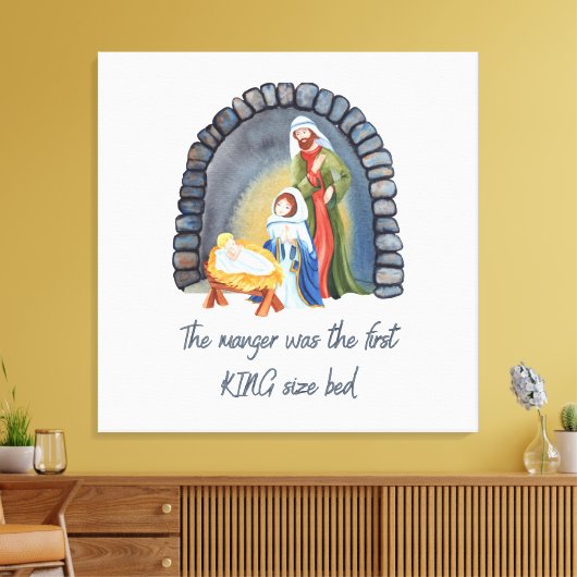 The Manger is het eerste kingsize bed Canvas Afdruk (Insitu (Woonkamer))