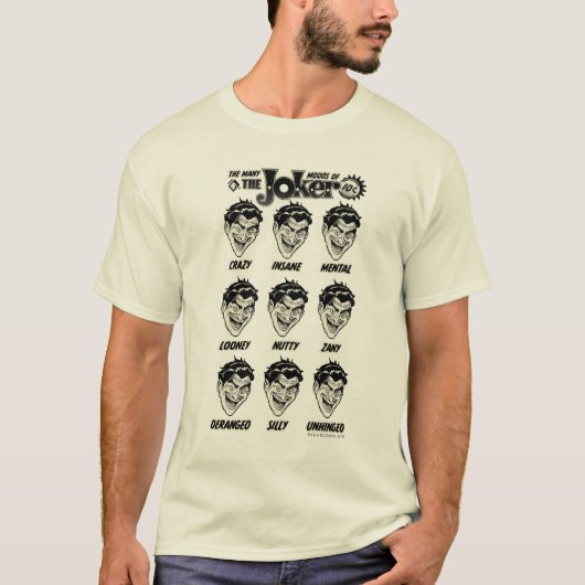  "The many mods of the Joker" T-shirt (Voorkant)