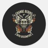 The Marisa Butterfly Skull Change Begin With Disco Ronde Sticker (Voorkant)