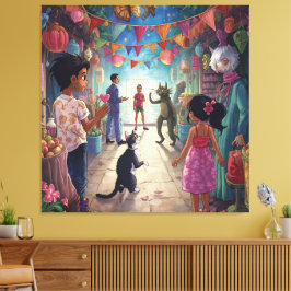 The Market Between Worlds Canvas Afdruk