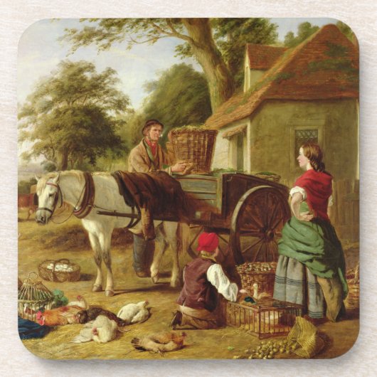 The Market Cart, 1864 (olie op canvas) Drankjes Onderzetter (Voorkant)